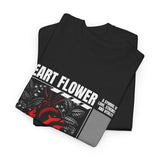 Heart Flower Graphic Unisex Heavy Cotton Tee Comfortable Streetwear T Shirt Bold Red and Black Floral Heart Design Symbol of Love Strength and Vitality Perfect Gift for Friends Birthdays and Casual...