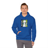Not Alone Alien Unisex Hoodie UFO Graphic Pullover Sweatshirt Cartoon Extraterrestrial Sci Fi Space Themed Conspiracy Inspired Paranormal Streetwear