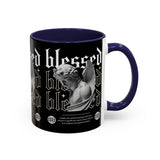 Blessed Angel Statue Graphic Accent Coffee Mug 11oz 15oz Gothic Streetwear Aesthetic Spiritual Artistic Ceramic Drinkware