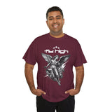 Fly High Angel Design Unisex Heavy Cotton Tee Streetwear Graphic T Shirt Spiritual Guardian Winged Warrior Style