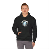 Temporal Echo Lightning Globe Graphic Unisex Heavy Blend Hooded Sweatshirt Futuristic Sci-Fi Streetwear Hoodie Bold Energy