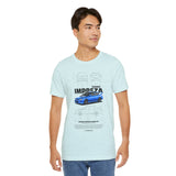 Blue Rally Inspired Performance Sedan Artwork Unisex Heavy Cotton Tee High Speed Streetwear Graphic Shirt For Car Enthusiasts And Automotive Art Lovers