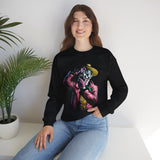 Snapshot of Madness Unisex Heavy Blend Crewneck Sweatshirt Dark Comic Art Streetwear Design Neon Aesthetic Wearable Art Comfortable Premium Fleece for Creative Thinkers and Visionary Artists