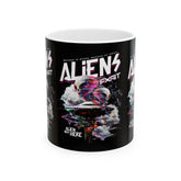 Aliens Exist UFO Ceramic Coffee Mug Sci Fi Extraterrestrial Alien Glitch Graphic Cup
