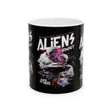 Aliens Exist UFO Ceramic Coffee Mug Sci Fi Extraterrestrial Alien Glitch Graphic Cup