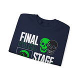 Final Stage Unisex Heavy Blend Crewneck Sweatshirt Graphic Pullover Black Skull Neon Green Streetwear Futuristic Cyberpunk Bold Artistic Fashion Outfit