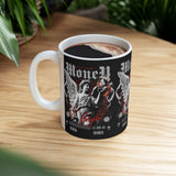 Money Bright Ceramic Mug Angel Statue Graphic Gothic Streetwear Red Neon Aesthetic Coffee Tea Cup Artistic Ambition Design