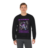 Butterfly Holographic Unisex Heavy Blend Crewneck Sweatshirt Graphic Pullover Black Streetwear Where Elegance Takes Flight Trendy Aesthetic Fashion Outfit