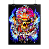 Flaming Pirate Skull Matte Vertical Poster Bold Gothic Nautical Wall Art Fiery Skull And Anchor Design For Dark Fantasy Lovers Metalcore Fans Artists And Biker Decor