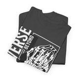 Universe Beyond The Cosmos Unisex Heavy Cotton Tee Graphic Black T Shirt Skeleton Hand Space Infinity Streetwear Futuristic Sci Fi Artistic Fashion Outfit