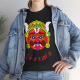 Poochandi Drishti Bommai Tamil T Shirt Traditional Evil Eye Protection Graphic Tee South Indian Folk Art Dhrishti Mask Cultural Festival Streetwear Unisex Cotton Spiritual Apparel