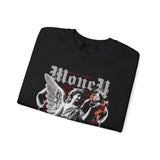 Money Bright Unisex Heavy Blend Crewneck Sweatshirt Angel Statue Graphic Gothic Streetwear Red Neon Artistic Fashion Pullover