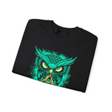 The Watcher Owl All Seeing Wisdom Unisex Heavy Blend Crewneck Sweatshirt Neon Mystic Streetwear Sweatshirt With Geometric Owl Symbol Futuristic Glow Design For Visionaries Creators And Spiritual Thinkers