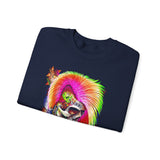 Calavera Punk Skull Unisex Heavy Blend Sweatshirt Neon Gothic Streetwear Pullover Vibrant Rock Rebel Design For Punk Concerts Halloween Parties Tattoo Culture And Alternative Fashion Lovers