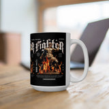 Fighter Resilience Victorious Flame Statue Graphic Ceramic Mug Unisex Motivational Coffee Tea Cup Streetwear Inspired Drinkware