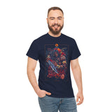 Guerrero Warrior Unisex Heavy Cotton Tee Tribal Strength Mythical Art Design Bold Red Battle Graphic Streetwear for Fighters, Heroes, and Cultural Legends