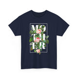 Mother Floral Design Unisex Heavy Cotton Tee Comfortable T Shirt Botanical Typography Graphic Streetwear Gift For Mom Mother’s Day Birthday Casual Everyday Wear