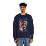 Jocker Sinister Grin Unisex Sweatshirt Heavy Blend Gothic Streetwear Dark Psychological Art Design Bold Horror Fashion Statement Cozy Wear For Fearless Creative Souls