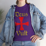 Unisex Deus Vult T Shirt Medieval Crusader Cross Graphic Tee Warrior Knight Inspired Vintage Christian Symbol Heavy Cotton Streetwear