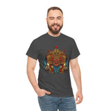 Kala Bhairav Mask Graphic T Shirt Mythical Cultural Warrior Spirit Inspired Tee Tribal Festival Art Streetwear Heavy Cotton Top