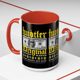 Hustler Original Money Maker Accent Coffee Mug 11oz 15oz Streetwear Bold Dollar Bill Graphic Motivational Entrepreneur Ceramic Cup