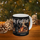 Fighter Resilience Victorious Flame Statue Graphic Ceramic Mug Unisex Motivational Coffee Tea Cup Streetwear Inspired Drinkware