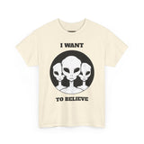 Unisex I Want To Believe Alien T Shirt Vintage UFO Graphic Tee Extraterrestrial Space Themed Sci Fi Paranormal Conspiracy Inspired Streetwear Top