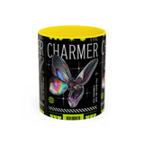 The Charmer Butterfly Accent Coffee Mug 11oz 15oz Black Two Tone Ceramic Cup Aesthetic Iridescent Butterfly Design Gift for Coffee Lovers