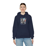 Fearless Memory Unisex Heavy Blend Hooded Sweatshirt Graphic Hoodie Black Astronaut Space Warrior Futuristic Sci Fi Bold Streetwear Artistic Fashion Outfit