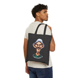 Grumpy Street Legend Cotton Tote Bag Funny Comic Art Design Bold Urban Caricature Print Reusable Eco Shopper Perfect Gift for Artists, Humor Lovers, and Streetwear Fans