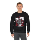 Faith Over Fear Jesus Crown Of Thorns Unisex Heavy Blend Crewneck Sweatshirt Christian Graphic Bold Religious Streetwear Motivational Bible Verse Pullover