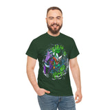 Vibrant Comic-Symbiotic Madness Unisex Heavy Cotton Tee Bold Gothic Streetwear Dark Psychological Art Design Intense Graphic Statement Shirt for Visionaries and Creators