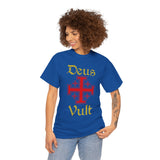 Deus Vult Unisex T Shirt Medieval Crusader Cross Graphic Tee Warrior Knight Inspired Vintage Christian Symbol Heavy Cotton Streetwear