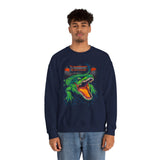 Beast Of The Stadium Unisex Crewneck Sweatshirt Heavy Fleece Blend Neon Crocodile Power Design Electric Green Reptile Streetwear Bold Statement Fashion For Cold-Season Trendsetters
