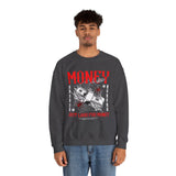 Money Motivation Hustler Mindset Graphic Print Unisex Heavy Blend Crewneck Sweatshirt Streetwear Ambition Pullover
