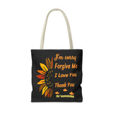 Sunflower Ho'oponopono Tote Bag Hawaiian Healing Prayer Design Spiritual Positivity Canvas Bag Mindfulness Reusable Durable Eco Friendly Shopping Tote