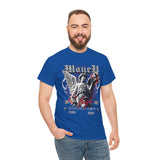 Money Bright Unisex Heavy Cotton Tee Angel Statue Graphic Gothic Streetwear Red Neon Aesthetic Artistic Fashion Statement T Shirt