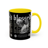 Blessed Angel Statue Graphic Accent Coffee Mug 11oz 15oz Gothic Streetwear Aesthetic Spiritual Artistic Ceramic Drinkware