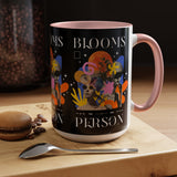 Blooms Person Accent Coffee Mug 11oz 15oz Abstract Floral Head Artistic Colorful Modern Creative Design Black White Ceramic Tea Cup Streetwear Inspired Artistic Fashion Drinkware