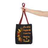 Sunflower Ho'oponopono Tote Bag Hawaiian Healing Prayer Design Spiritual Positivity Canvas Bag Mindfulness Reusable Durable Eco Friendly Shopping Tote