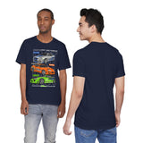 Street Racing Trio JDM Cars Graphic Unisex Heavy Cotton Tee for Drift Fans Performance Lovers and Streetwear Enthusiasts