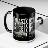 Dynasty Accent Coffee Mug 11oz 15oz Black Ceramic Mug with Roman Statue Bust and Butterfly Artwork for History Lovers and Modern Art Fans
