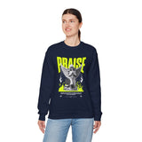 Praise Angel Statue Graphic Unisex Heavy Blend Crewneck Sweatshirt Gothic Spiritual Streetwear Pullover
