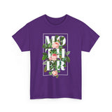 Mother Floral Design Unisex Heavy Cotton Tee Comfortable T Shirt Botanical Typography Graphic Streetwear Gift For Mom Mother’s Day Birthday Casual Everyday Wear