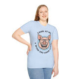 Laughing Pig Fun Cartoon Unisex Heavy Cotton Tee Trendy Humor Streetwear Graphic Shirt Perfect Gift for Friends Birthdays Casual Wear