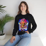 Flaming Pirate Skull Unisex Heavy Blend Crewneck Sweatshirt Fiery Gothic Nautical Streetwear Pullover Skull And Anchor Design For Bikers Artists Gamers And Rebel Souls