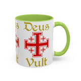 Deus Vult Accent Coffee Mug 11oz 15oz Red Cross Knight Crusader Ceramic Cup Bold Medieval Design Christian Symbol Faith Inspired Coffee Tea Gift Drinkware