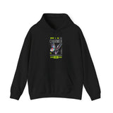 The Charmer Unisex Heavy Blend Hooded Sweatshirt Futuristic Butterfly Neon Cyber Aesthetic Graphic Hoodie Streetwear Fashion Statement