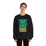 The Watcher Owl All Seeing Wisdom Unisex Heavy Blend Crewneck Sweatshirt Neon Mystic Streetwear Sweatshirt With Geometric Owl Symbol Futuristic Glow Design For Visionaries Creators And Spiritual...