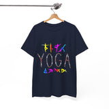 Unisex Yoga Graphic T Shirt Colorful Pose Typography Tee Spiritual Mindfulness Meditation Fitness Lifestyle Heavy Cotton Top for Men and Women